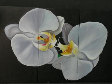 Dafen Oil Painting on canvas white flower -set005 - Click Image to Close